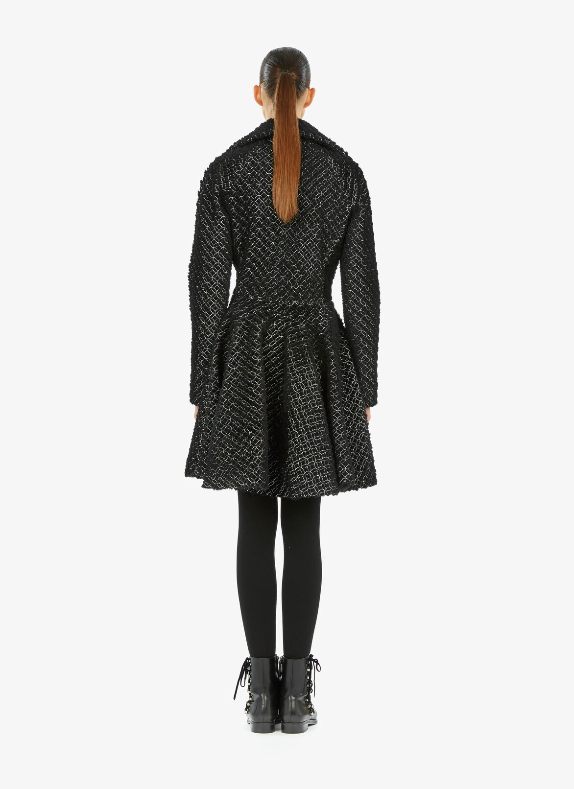 Embroidered Shearling Coat ALAÏA BLACK/WHITE EMBROIDERED SHEARLING COAT